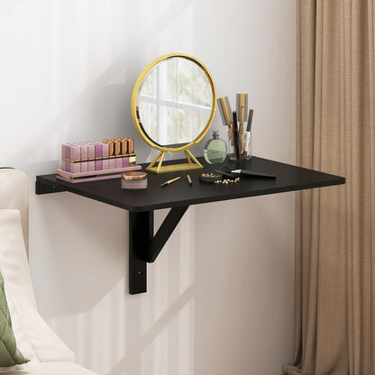 Goflame Wall Mounted Folding Table, 31.5" x 23.5" Wood Murphy Desk Drop-Leaf Table
