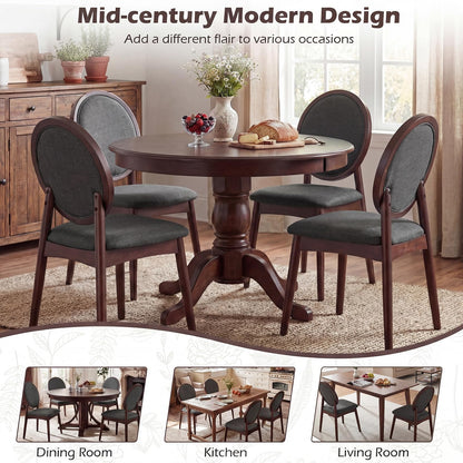 Goflame Set of 2/4 Upholstered Linen Fabric Kitchen Side Chairs with Padded Seat