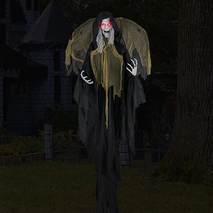 Goflame 8.2 FT Halloween Standing Witch, Poseable Halloween Animatronic Prop with Light up Eyes
