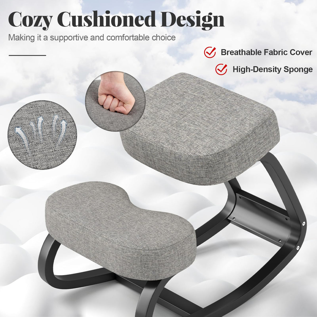 Goflame Ergonomic Kneeling Chair, Rocking Posture Chair with Padded Cushion