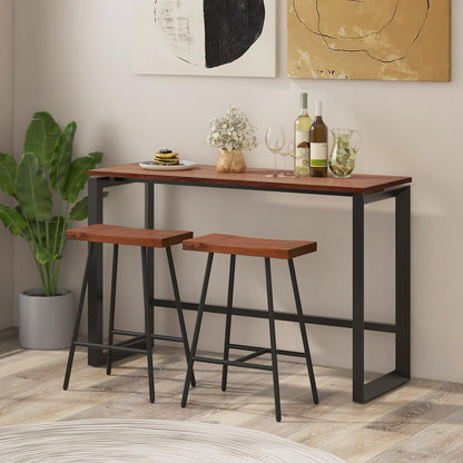 Industrial Saddle Stool with Footrest, Metal Legs, Adjustable Foot Pads, Backless Counter Height Chair for Living Room Kitchen Bar