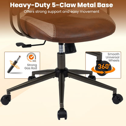 Goflame Ergonomic Mid Century Modern Faux Fur Computer Desk Chair with 2D Headrest