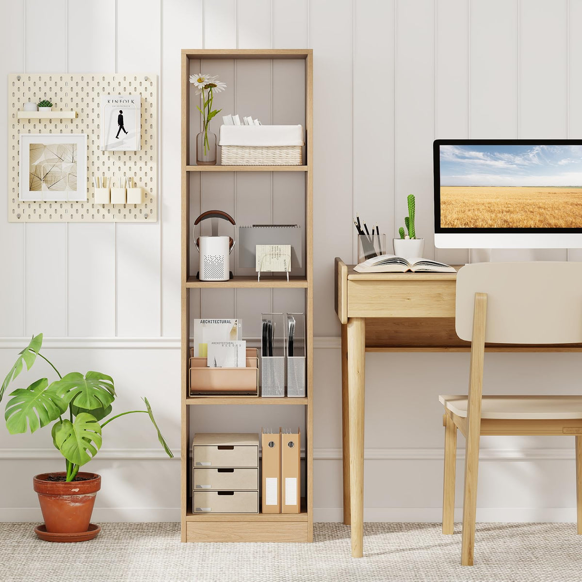 Goflame 56" Tall 4 Cube Bookcase for Small Place
