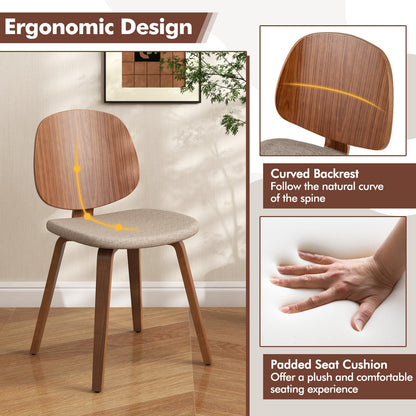 Goflame Wooden Dining Chairs Set of 2/4 Chenille Fabric Upholstered Kitchen Chair w/Bentwood Frame