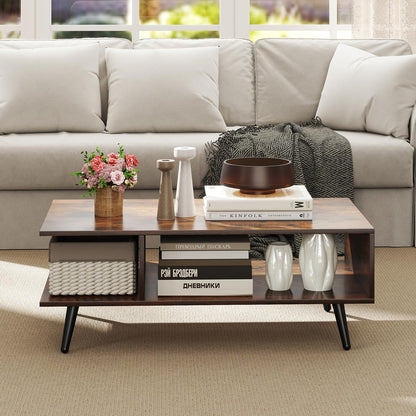 Goflame Coffee Table with Storage for Living Room