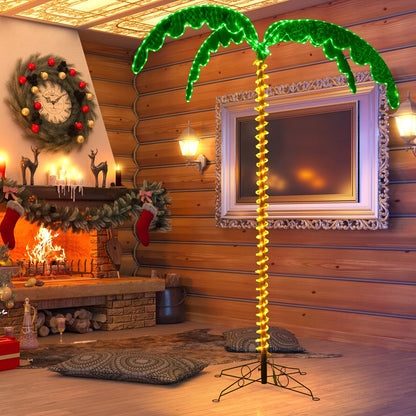 Goflame 7.5 FT Lighted Palm Tree, Tropical Christmas Tree with 332 LED Lights