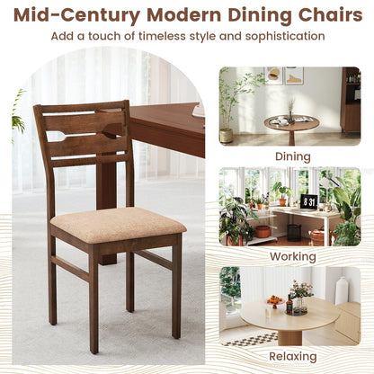 Goflame Wooden Dining Chairs Set of 2/4 Fabric Upholstered Kitchen Armless Chairs