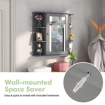 Goflame Mirrored Bathroom Medicine Cabinet - Wall Mounted Bathroom Hanging Cabinet with Single Door