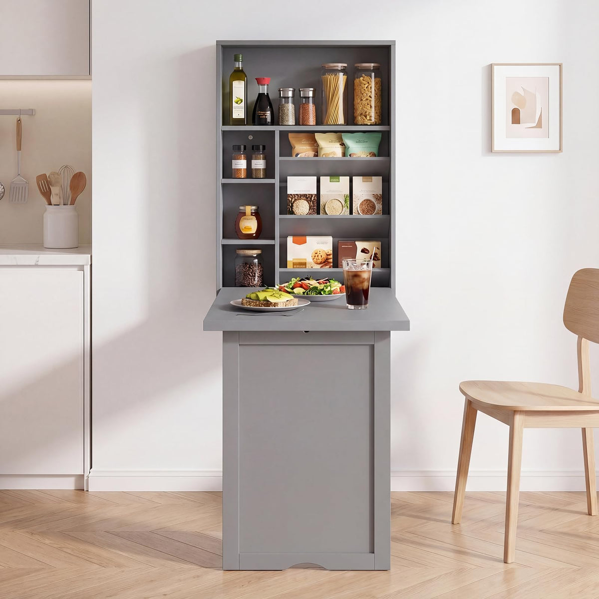 Goflame Wall Mounted Desk | Foldable Convertible Computer Desk with Storage Shelves