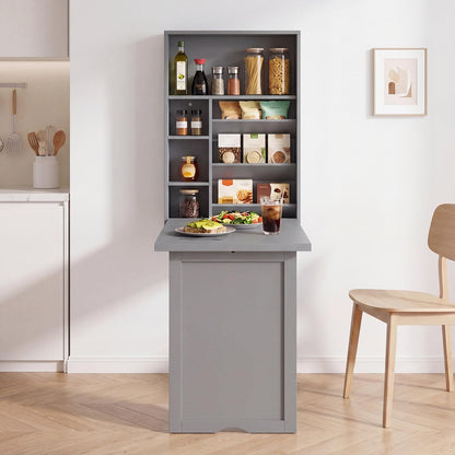 Goflame Wall Mounted Desk | Foldable Convertible Computer Desk with Storage Shelves