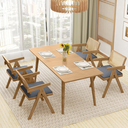 Goflame Rattan Dining Chairs, Leathaire Kitchen Chairs w/Armrests & Padded Cushion