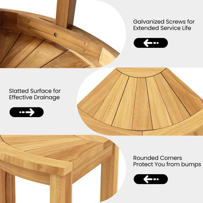 Goflame Corner Shower Stool - Teak Wood Shower Bench Seat with Storage Shelf for Shaving Legs
