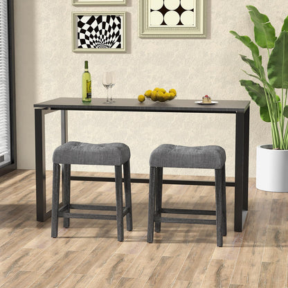Goflame 24" Bar Stools, Backless Counter Height Saddle Bar Stools w/Padded Seat, Solid Rubber Wood Legs