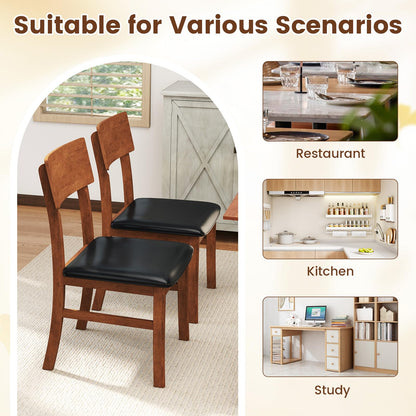 Goflame Wooden Dining Chairs Set Kitchen Side Chairs w/Rubber Wood Legs Faux Leather Upholstered Seat