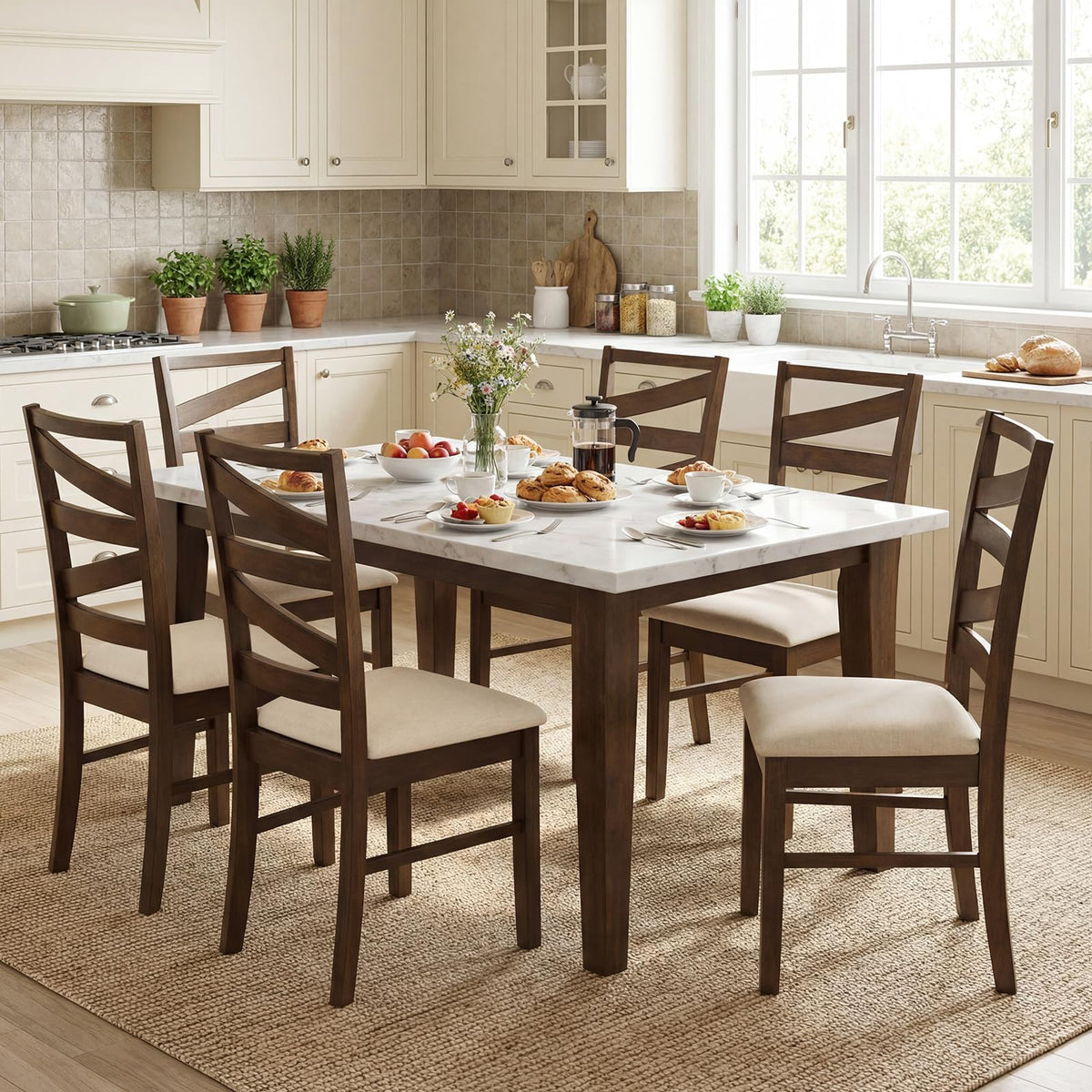 Goflame Kitchen Chairs with Tall Backrests for Dining Room