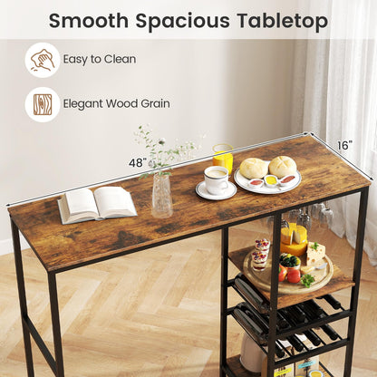 Goflame 48" Bar Table with Storage Shelves for Kitchen Living Room Dinette