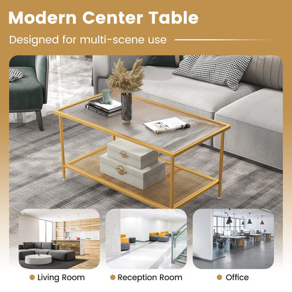Goflame 2-Tier Modern Coffee Table