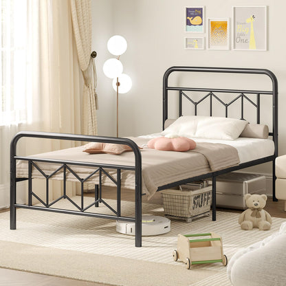 Goflame Metal Twin Bed Frames with Victorian Style Headboard & Footboard, Heavy Duty Slats Support Mattress Foundation