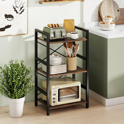 Goflame 3-Tier Bookshelf Narrow Freestanding Display Shelf with Metal Frame & Wooden Storage Racks
