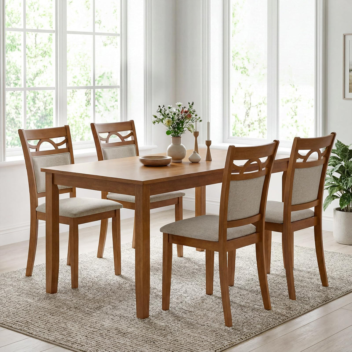 Goflame Wooden Dining Chairs Set of 2/4 for Dining Room