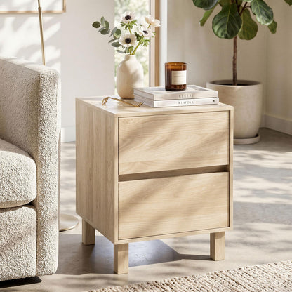 Goflame Modern Wood Night Stand w/2 Storage Drawers (1/2)