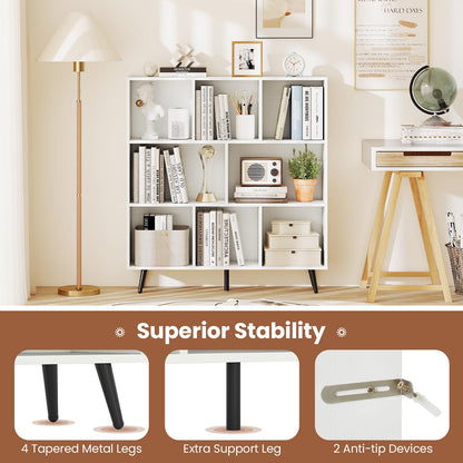 Goflame 3 Tier Modern Bookshelf with 5 Metal Legs for Living Room