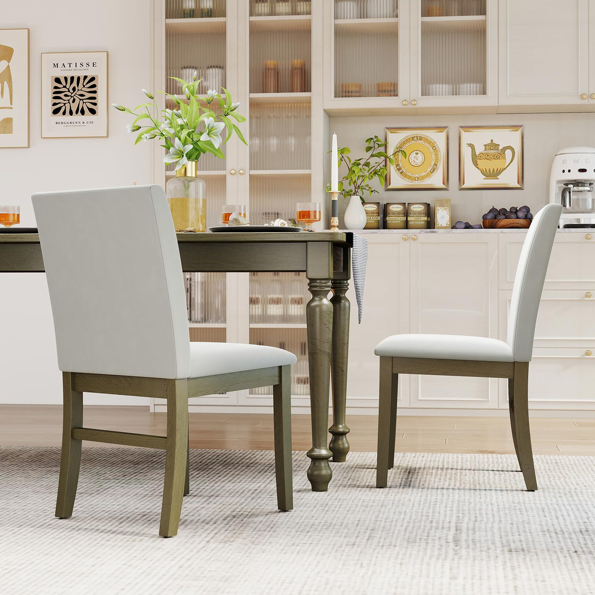 Goflame Upholstered Dining Chairs Set for Restaurant