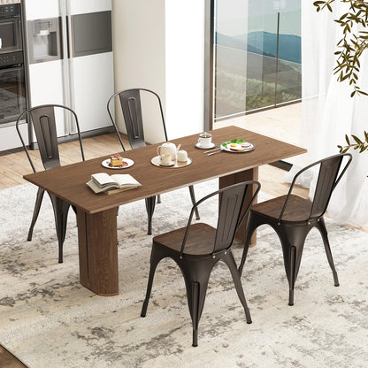 Goflame Metal Dining Chairs Set of 4, Stackable Kitchen Chairs with Wood Seat & Removable Backrest