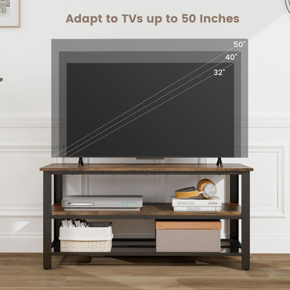 Goflame TV Stand for Bedroom and Living Room - 3-Tier Industrial Entertainment Center with Open Storage Shelves