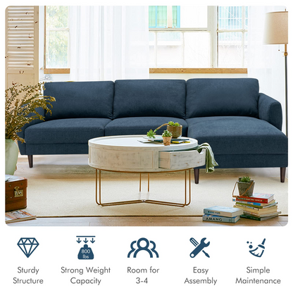 Goflame Sectional Sofa Couch Set, 3-Seat Sofa