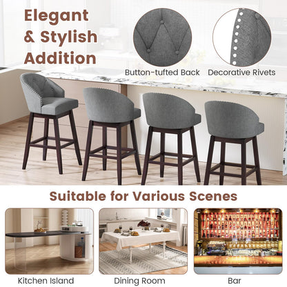 Goflame Modern Upholstered Bar Stools Set of 2/4, 31" Bar Height Swivel Kitchen Stools w/Button-Tufted Back