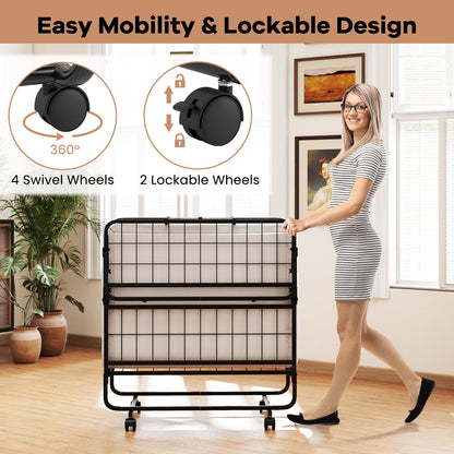 Goflame Twin Folding Bed with 5 Inch Mattress