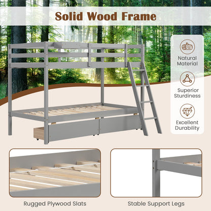 Goflame Bunk Bed Twin Over Twin with 2 Storage Drawers
