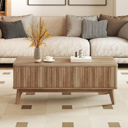 Goflame Lift Top Coffee Table with Storage | 43.5" Mid Century Modern Center Table with Solid Wood Leg & Hidden Compartment