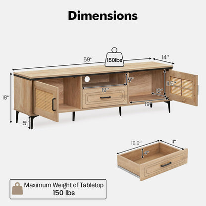 Goflame TV Stand for TV up to 65 Inches, Entertainment Center with 2 Cabinets