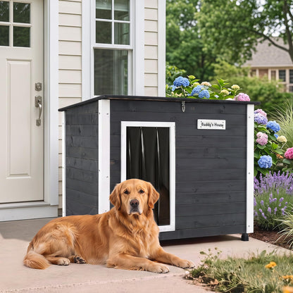 Goflame Wooden Dog House with Openable Asphalt Roof