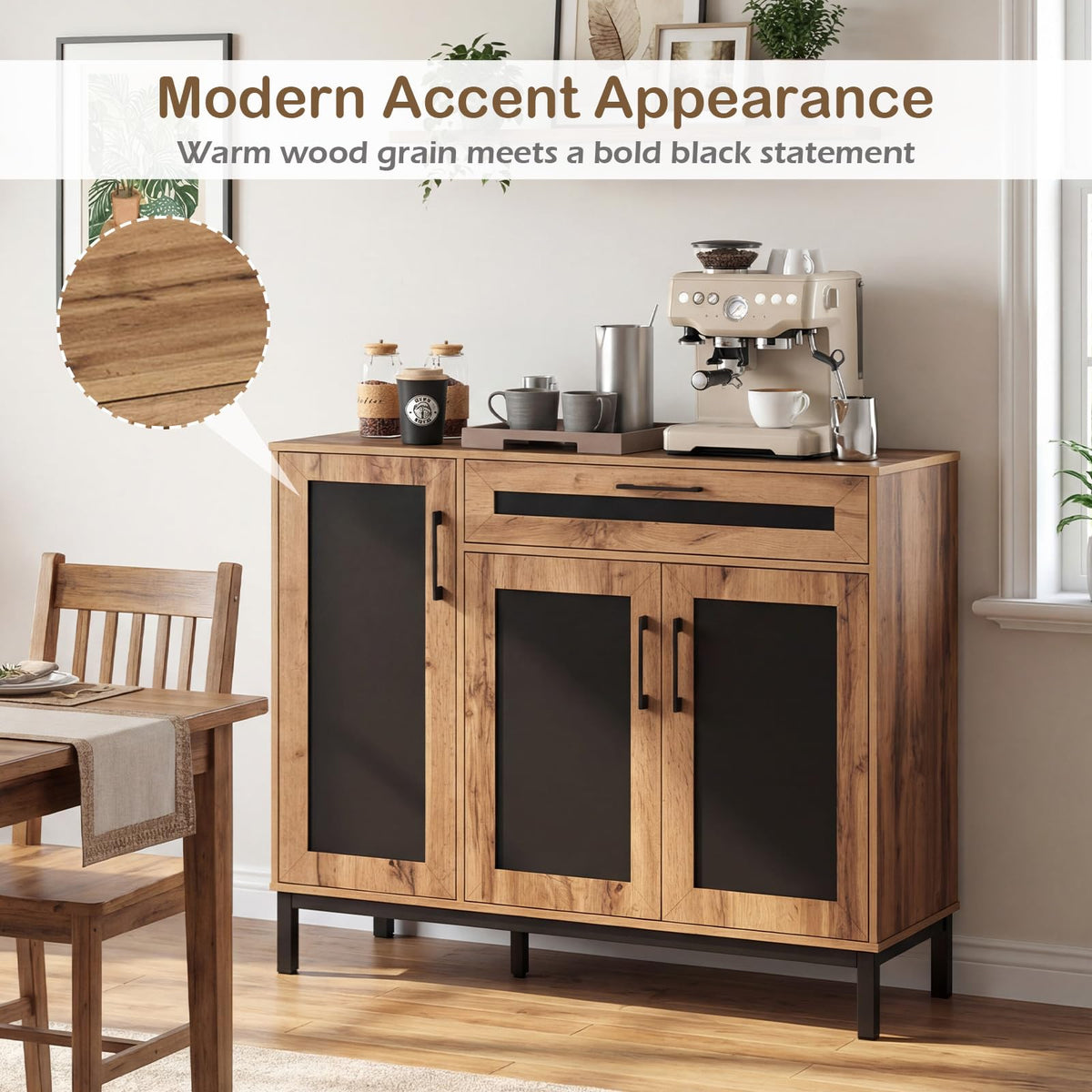 Goflame 48" Buffet Cabinet with Storage 3-Door Large Farmhouse Sideboard