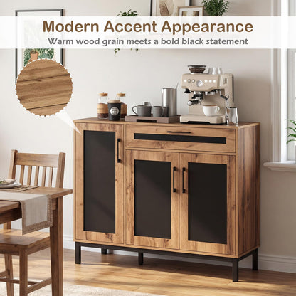 Goflame 48" Buffet Cabinet with Storage 3-Door Large Farmhouse Sideboard
