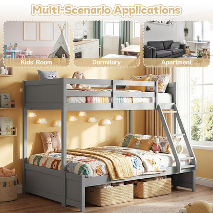 Goflame Twin Over Full Bunk Bed Wood Bunk Bed