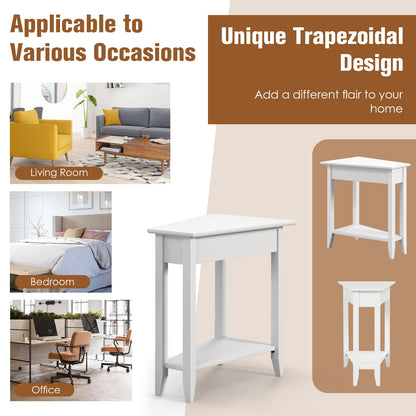 Triangle Side Table with Storage Shelf - Goflame