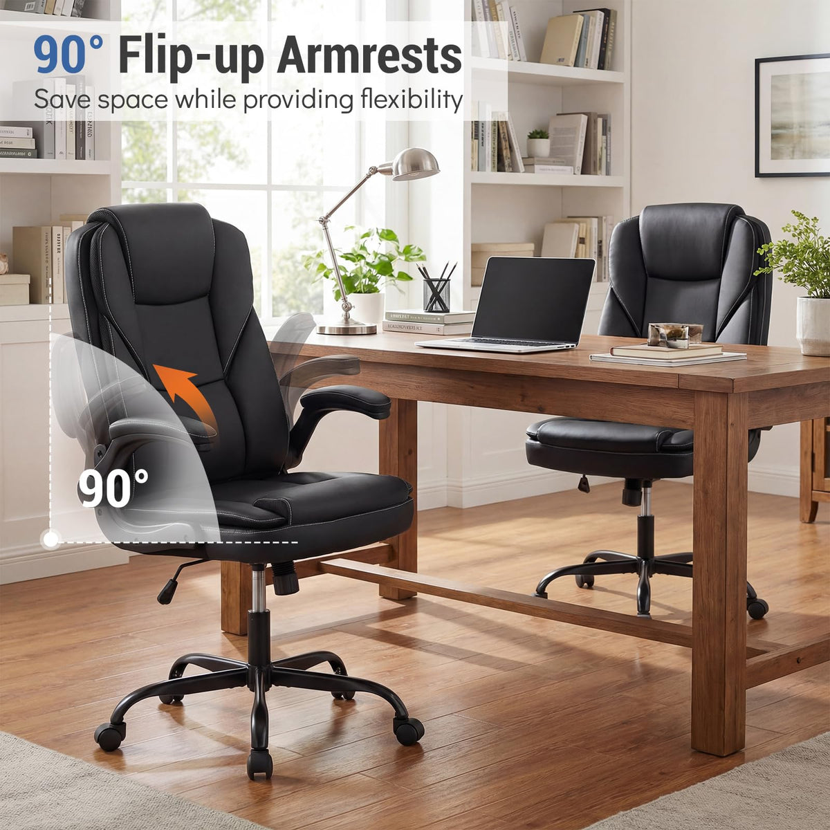 Goflame Leather Ergonomic Computer Desk Chair with Rocking Function & Adjustable Height