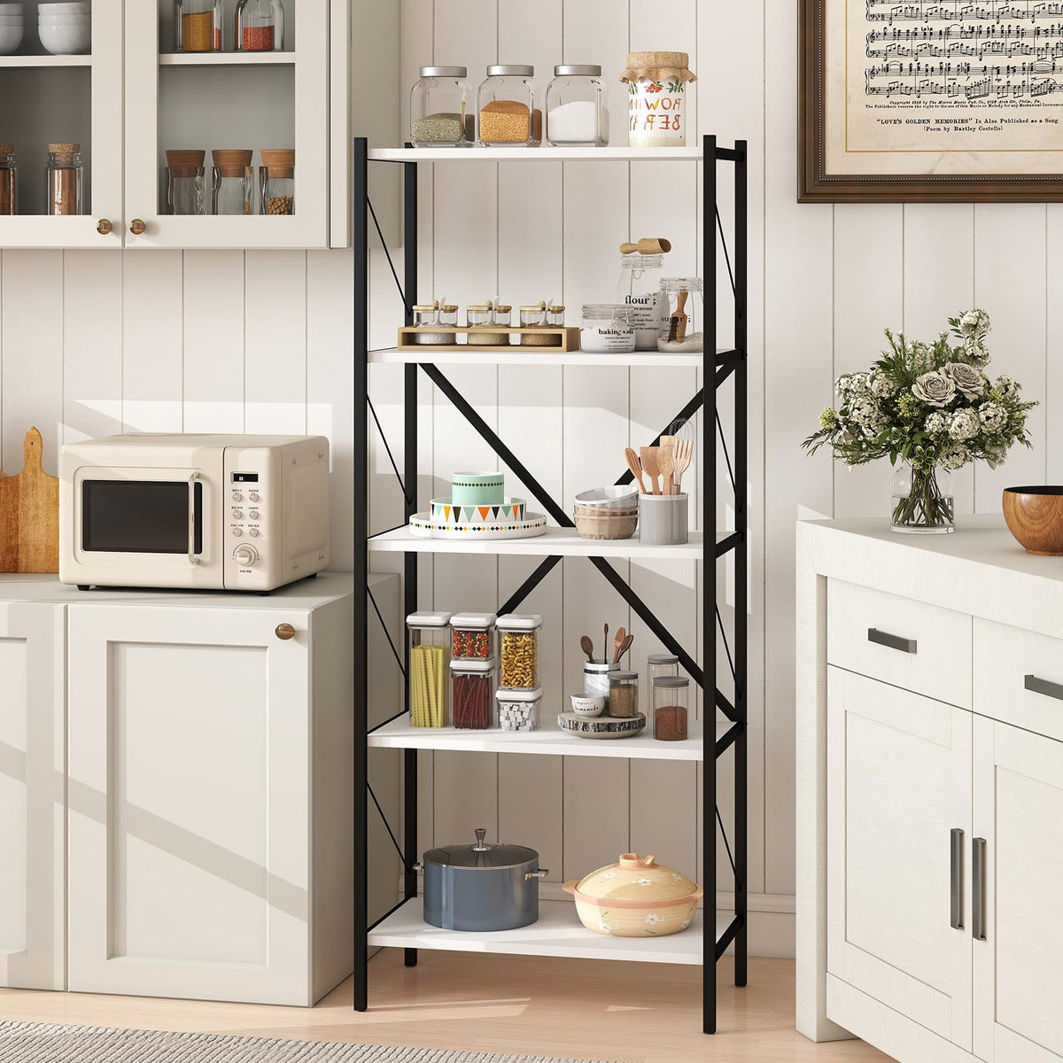 Goflame 5-Tier Tall Industrial Bookcase with Heavy-Duty Metal Frame (1/2)