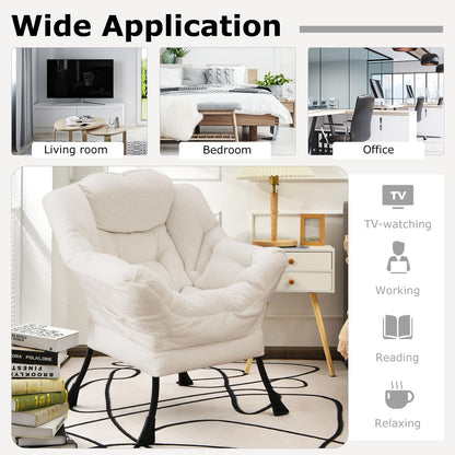 Goflame Set of 1/2 Lazy Chairs, Modern Sherpa Accent Chair w/Upholstered Single Sofa Chair w/Armrests & Side Pocket