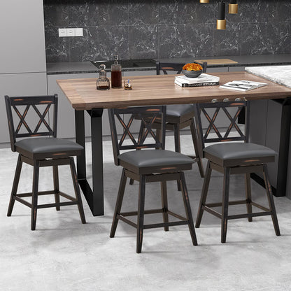 Goflame Bar Stool with Foot Rest Upholstered Cushion & Ergonomic Backrest
