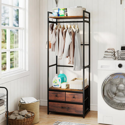 Goflame Clothes Rack with Drawers for Living Room