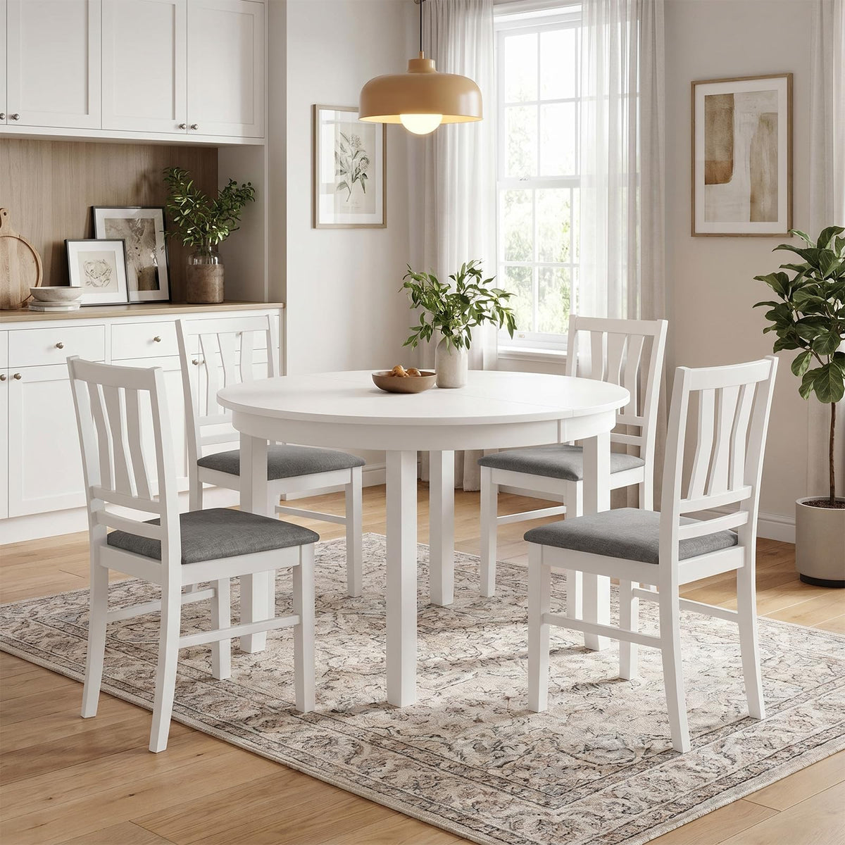 Goflame Wood Dining Chairs Set of 2/4 with Slat Back