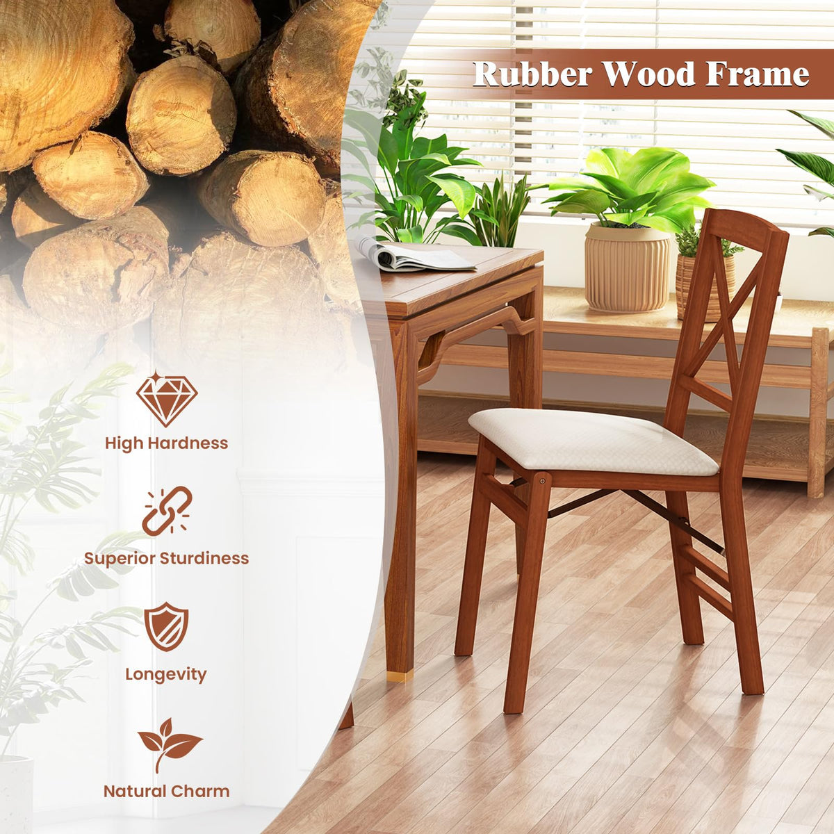 Goflame Folding Dining Chairs Set of 2/4, Modern Kitchen Chairs w/Padded Seat & Cross Backrest