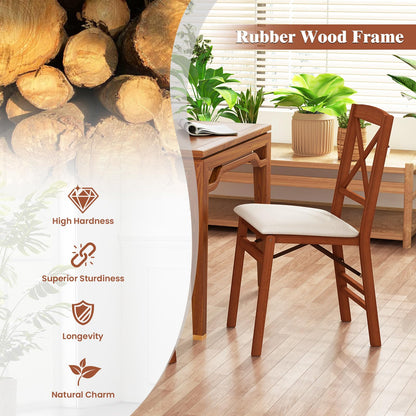 Goflame Folding Dining Chairs Set of 2/4, Modern Kitchen Chairs w/Padded Seat & Cross Backrest