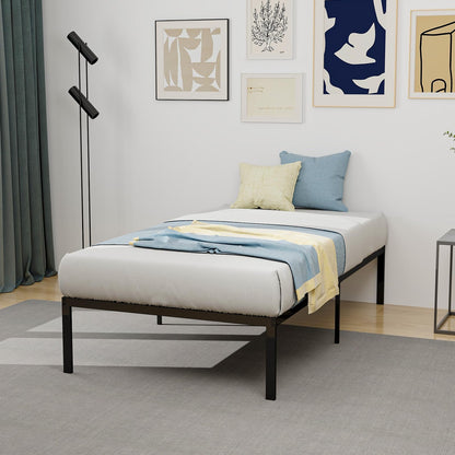 Goflame Twin Bed Frame, 14 Inch Metal Platform Bed with Under Bed Storage Space, Heavy-Duty Steel Slat Mattress Foundation