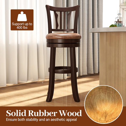 Goflame 30" Upholstered Bar Height Swivel Bar Stools Set of 2/4 with Back and Solid Rubber Frame